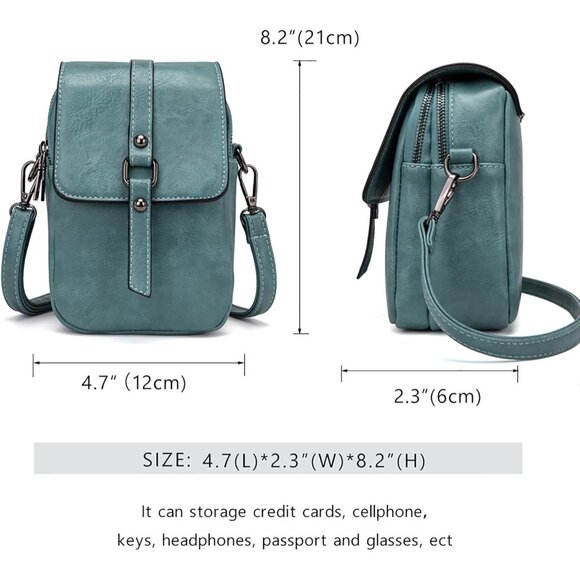 Women's Blue Vintage Cross Body Phone Bag Small Messenger Shoulder Handbag - Picture 2 of 7